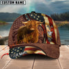 Joycorners Farm Animal American Flag Leather Personalized Name 3D Hat