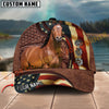 Joycorners Horse American Flag Leather Personalized Name 3D Hat