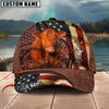Joycorners Farm Animal American Flag Leather Personalized Name 3D Hat