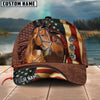 Joycorners Horse American Flag Leather Personalized Name 3D Hat