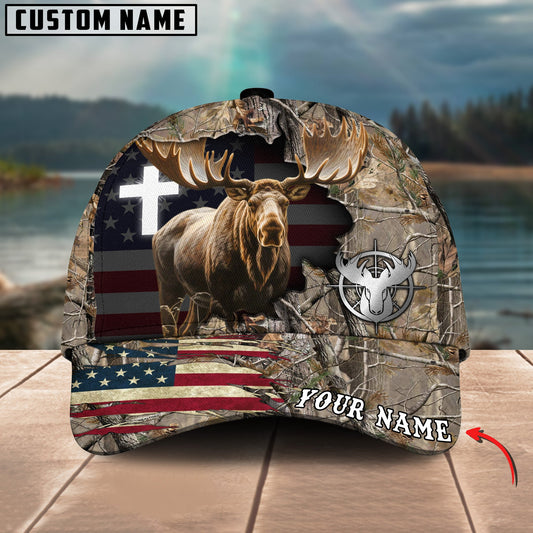 Joycorners Cross America Hunting Moose Crack Camo Pattern Multicolor Option Personalized Cap
