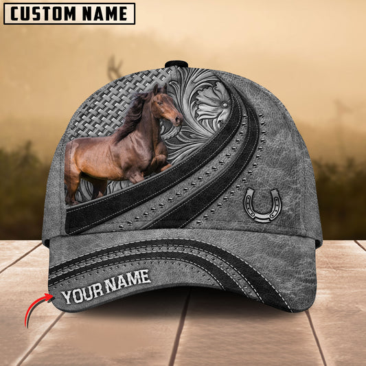 Joycorners Morgan Horse Gray Leather Pattern Personalized Name 3D Cap