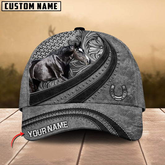 Joycorners Warmblood Horse Gray Leather Pattern Personalized Name 3D Cap