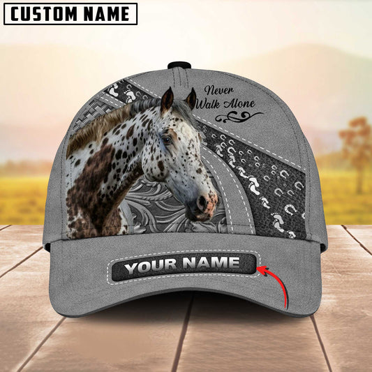 Joycorners Appaloosa Horse Gray Leather Pattern Personalized Name 3D Cap