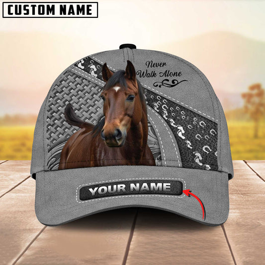Joycorners Hackney Horse Gray Leather Pattern Personalized Name 3D Cap