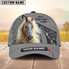 Joycorners Palomino Horse Gray Leather Pattern Personalized Name 3D Cap