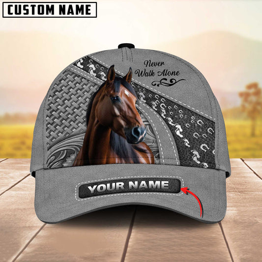 Joycorners Quarter Horse Gray Leather Pattern Personalized Name 3D Cap