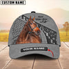 Joycorners Thoroughbred Horse Gray Leather Pattern Personalized Name 3D Cap