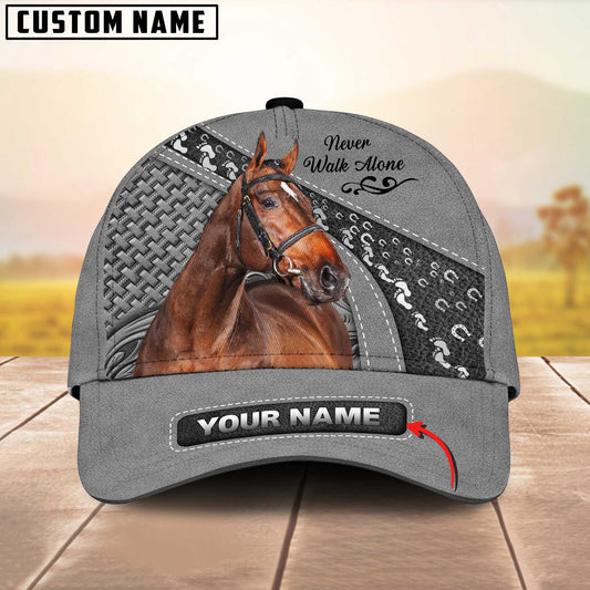Joycorners Thoroughbred Horse Gray Leather Pattern Personalized Name 3D Cap