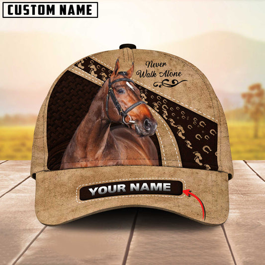 Joycorners Thoroughbred Horse Leather Pattern Personalized Name 3D Cap