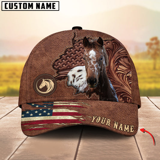 Joycorners Appaloosa Horse Brown Leather Pattern Personalized Name 3D Cap