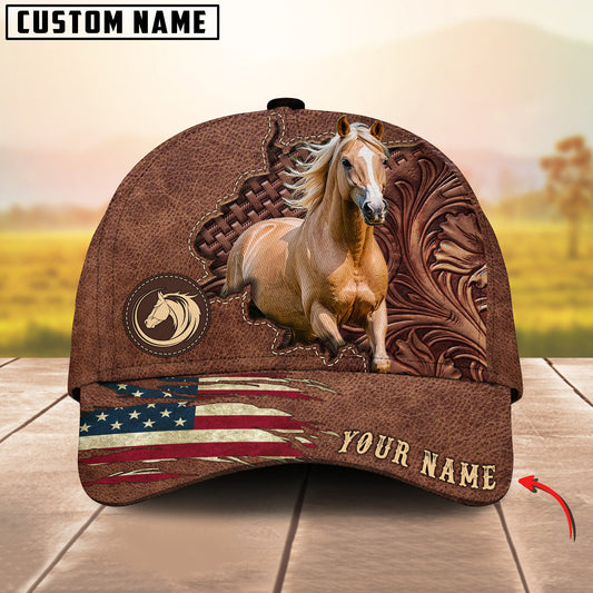Joycorners Palomino Horse Brown Leather Pattern Personalized Name 3D Cap