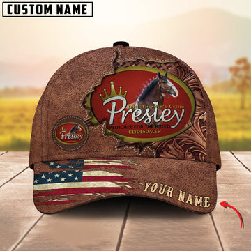 Joycorners Thoroughbred Horse Brown Leather Pattern Personalized Name 3D Cap For David