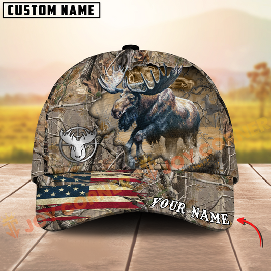 Joycorners America Hunting Moose Crack Camo Pattern Multicolor Option Personalized Cap
