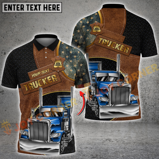 Joycorners Trucker Leather Star Badge Multicolor Personalized Name 3D Unisex Shirt