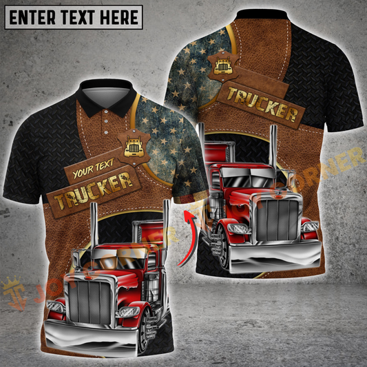 Joycorners Trucker Leather Star Badge Multicolor Personalized Name 3D Unisex Shirt