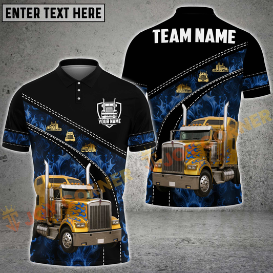 Joycorners Trucker Road Flame Multicolor Personalized Name 3D Unisex Shirt