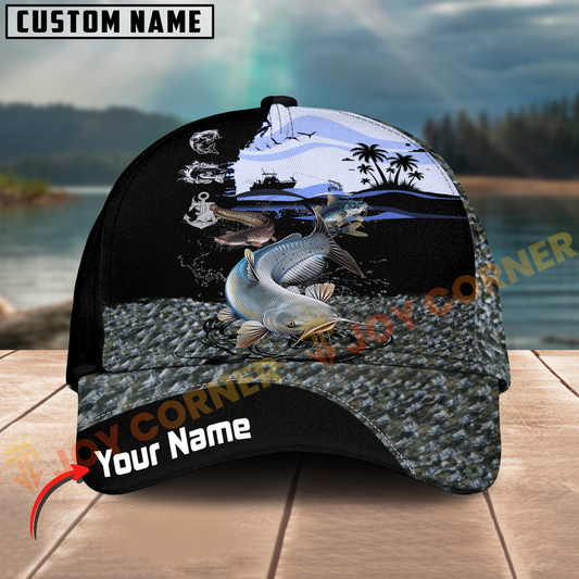Joycorners Catfish Fishing River Stone Customized Name 3D Cap