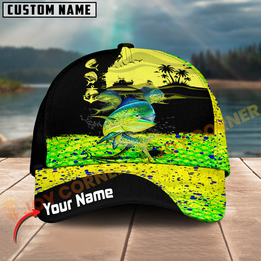 Joycorners Mahi-Mahi Fishing Neon Splash Customized Name 3D Cap