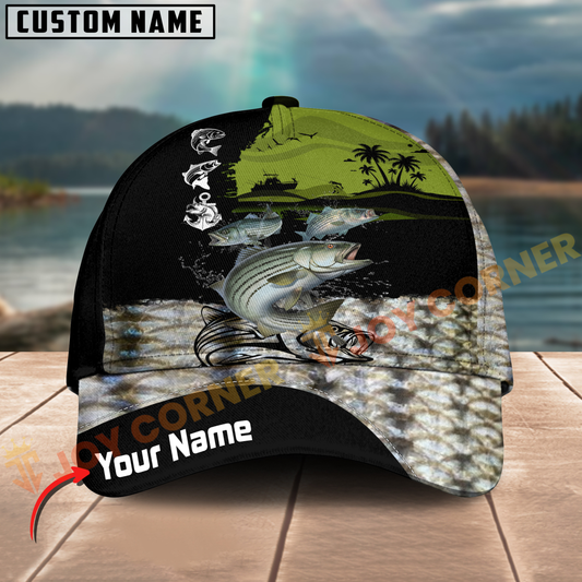Joycorners Striped Bass Fishing Scale Texture Customized Name 3D Cap