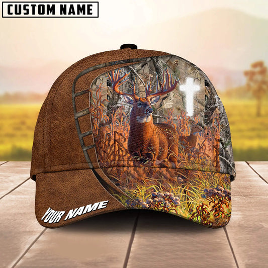Joycorners Deer Hunting Cross Leather Pattern Multicolor Option Personalized 3D Cap