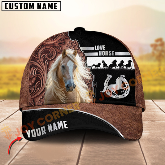 Joycorners Palomino Horse Western Leather Pattern Customized Name 3D Cap