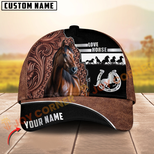 Joycorners Quarter Horse Western Leather Pattern Customized Name 3D Cap