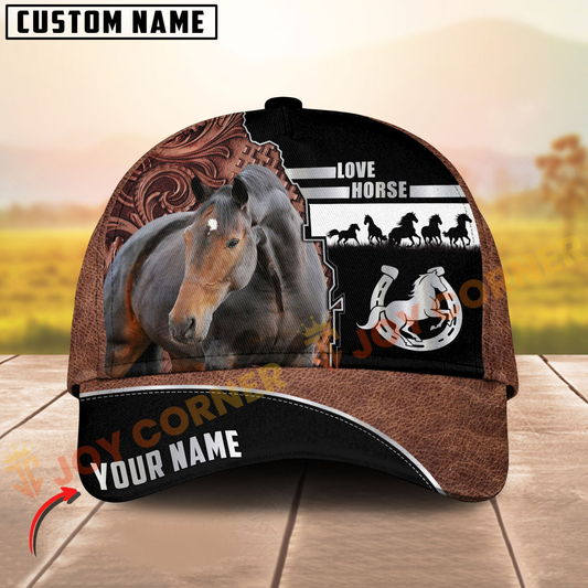 Joycorners Thoroughbred Horse Western Leather Pattern Customized Name 3D Cap