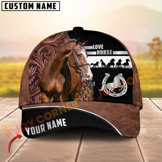 Joycorners Warmblood Horse Western Leather Pattern Customized Name 3D Cap