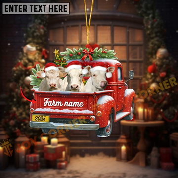 Joycorners Personalized Charolais Christmas Farm Truck Custom Shape Acrylic Ornament