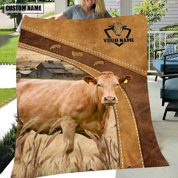 Joycorners Personalized Name Limousin Brownie Background Blanket