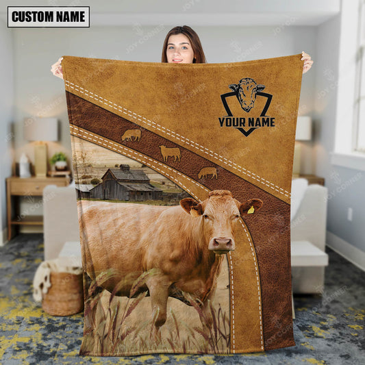 Joycorners Personalized Name Limousin Brownie Background Blanket