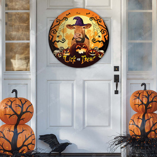 Joycorners Halloween Limousin Cattle All Printed 3D Round Metal Sign