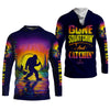 Joycorners Gone Squatchin And Catching Sunset Fishing UPF Shirts, Funny Fishing Shirt, Sasquatch Fishing Shirts For Men