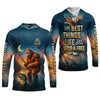 Joycorners The Best Things In Life Are Wild And Free Funny Bigfoot Fishing SPF Shirt For Men, Gift For Fisherman
