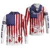 Joycorners American Hooker Hooded UPF Shirt, American Flag Fish Shirt, Long Sleeve Fishing Shirts, Mens Casual Shirts