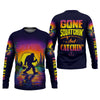 Joycorners Gone Squatchin And Catching Sunset Fishing UPF Shirts, Funny Fishing Shirt, Sasquatch Fishing Shirts For Men