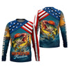 Joycorners Hooked On Freedom Patriotic Fishing Shirt, Largemouth Bass Fishing SPF Shirt For Men, Men's Fishing Shirt
