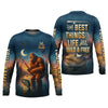 Joycorners The Best Things In Life Are Wild And Free Funny Bigfoot Fishing SPF Shirt For Men, Gift For Fisherman
