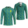 Joycorners Green And Yellow Shark Pattern Performance Fishing Shirts, SPF Shirt For Men, Fishing Gifts For Men