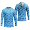 Joycorners Swordfish Pattern Blue Fishing Shirt, Cute Fishing Outfits, SPF Shirt For Men, Men's Fishing Shirt