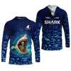 Joycorners Shark Fishing Team Shirt, Blue Camo Fishing UPF Shirts, Fishing Gifts For Men, Fishing Shirt With Hood