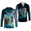 Joycorners Never Give Up On Your Dreams Funny Skeleton Fishing UPF Shirts, Fishing Gifts For Men, Men's Fishing Shirt