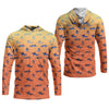 Joycorners Swordfish Pattern Orange Fishing Shirt, Cute Fishing Outfits, SPF Shirt For Men, Men's Fishing Shirt