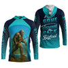Joycorners Gone Fishing Be Back Bigfoot Blue Fishing Shirt, SPF Shirt For Men, Gift For Fisherman, Men's Fishing Shirt