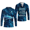 Joycorners Be A Shark Stay Hungry Never Settle Blue Fishing Shirt, SPF Shirt For Men, Presents For Fishermen