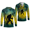 Joycorners Gone Squatchin And Catching Yellow Forest Bigfoot Fishing UPF Shirts, Funny Fishing Shirt, Fishing Gifts For Men