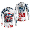 Joycorners Make Fishing Great Again Patriotic Fishing Shirt, Red White Blue SPF Shirt For Men, Fishing Shirts For Men