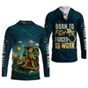Joycorners Born To Fish Forced To Work Funny Skeleton Fishing UPF Shirts, Presents For Fishermen, Men's Fishing Shirt