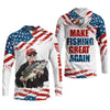 Joycorners Make Fishing Great Again Patriotic Fishing Shirt, Red White Blue Fishing UPF Shirts, Men's Fishing Shirt